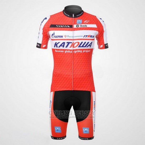 2012 Cycling Jersey Katusha White and Orange Short Sleeve and Bib Short